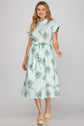 Drop Shoulder Collared Waist Tie Midi