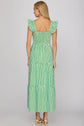 Ruffled Sleeve Square Neck Smocked Maxi