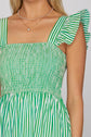 Ruffled Sleeve Square Neck Smocked Maxi