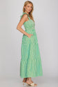 Ruffled Sleeve Square Neck Smocked Maxi