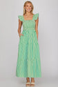 Ruffled Sleeve Square Neck Smocked Maxi