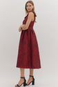 Red Embroidered Bow Sleeveless Midi image 3