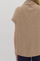 Taupe Solid SS Mock Neck Top Rolled Cuffs image 6