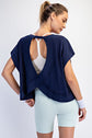 Oversized Cotton Slub Open Back Short Sleeve Top image 4