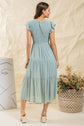 TIERED SMOCKED SHORT SLEEVE MIDI DRESS