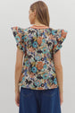 Cinnamon Floral Flutter Sleeve Top image 5