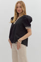 Black Top with Leopard Neckband image 6