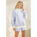 Blue Striped Mock Neck Sweatshirt and Short Set