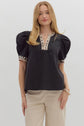 Black Top with Leopard Neckband image 4