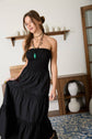 STRAPLESS MIXED MEDIA LINE LACE DETAIL MIDI DRESS