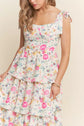 Pink Floral Midi with Tie Strap