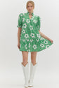 Green with White Flowers Mini Dress image 1