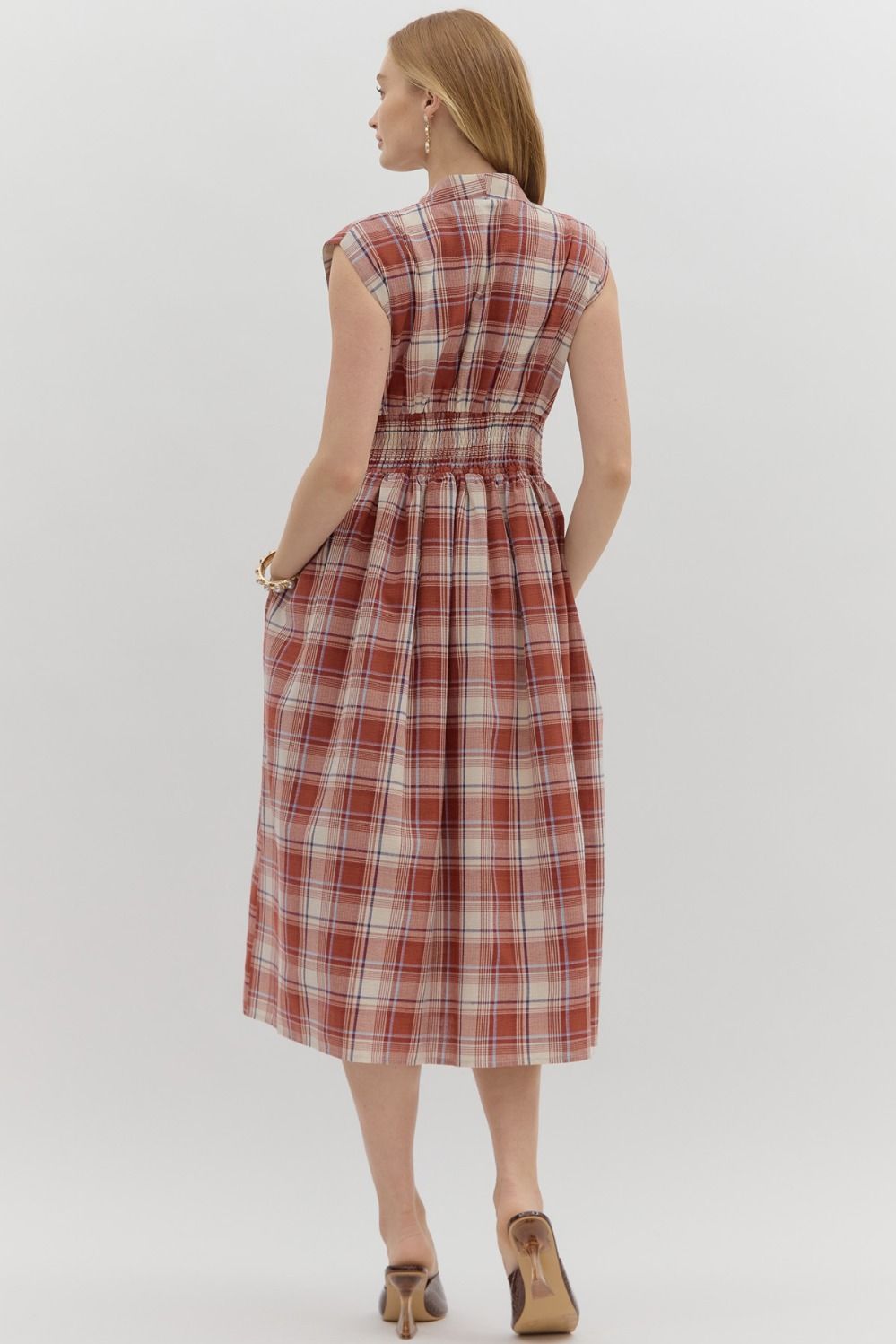 Brick Plaid Zip Up Sleeveless Midi image 6