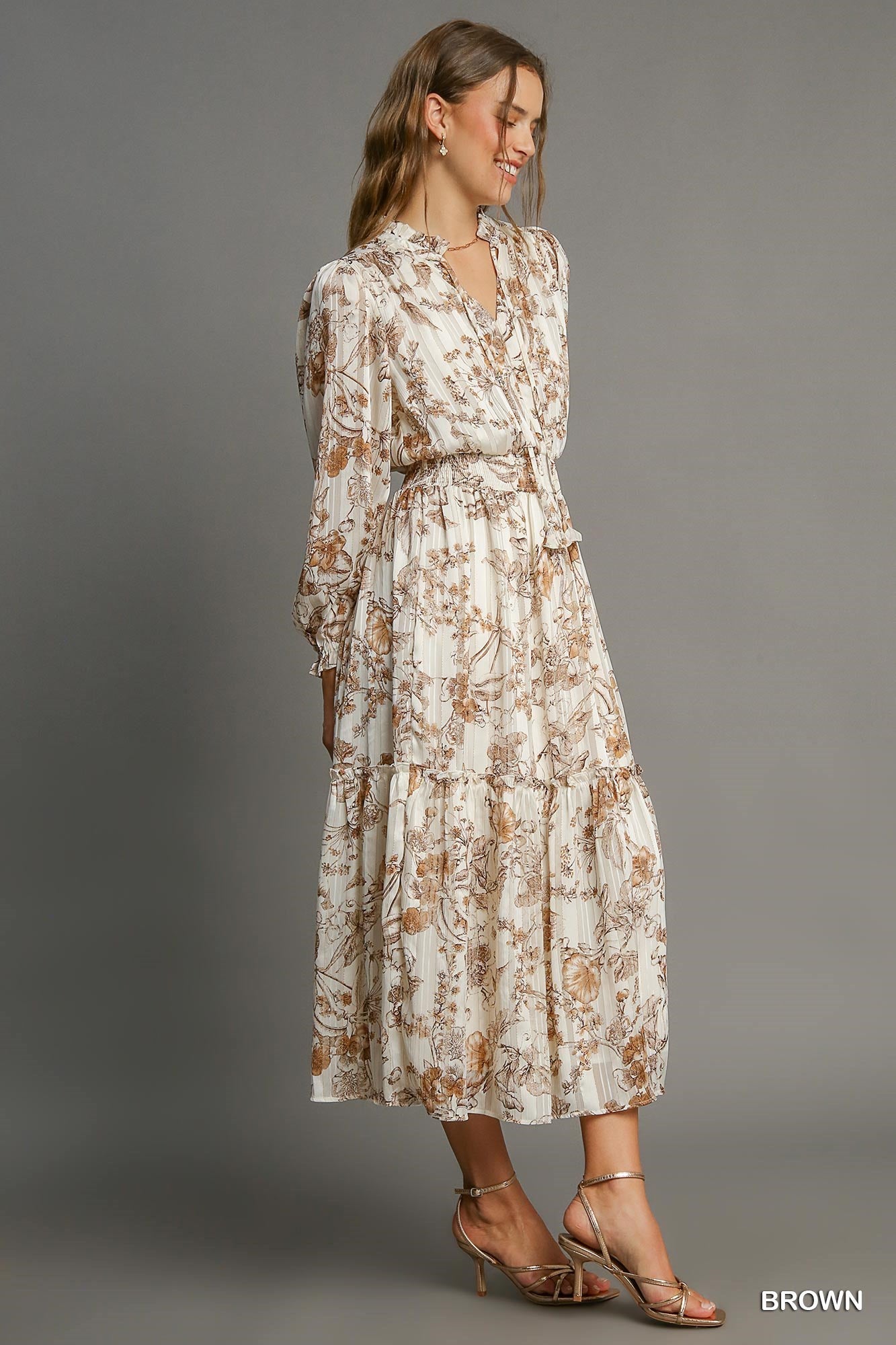 Lurex Floral Print Midi Dress image 3