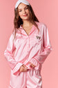 Pink Satin PJ Set with Bow on Pocket image 5
