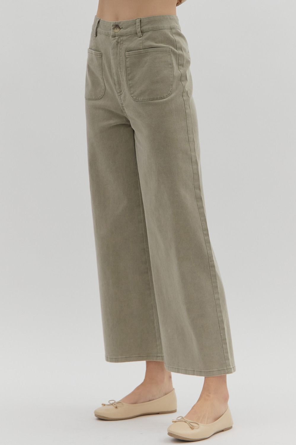 Olive High Waisted Wide Leg Pant image 3