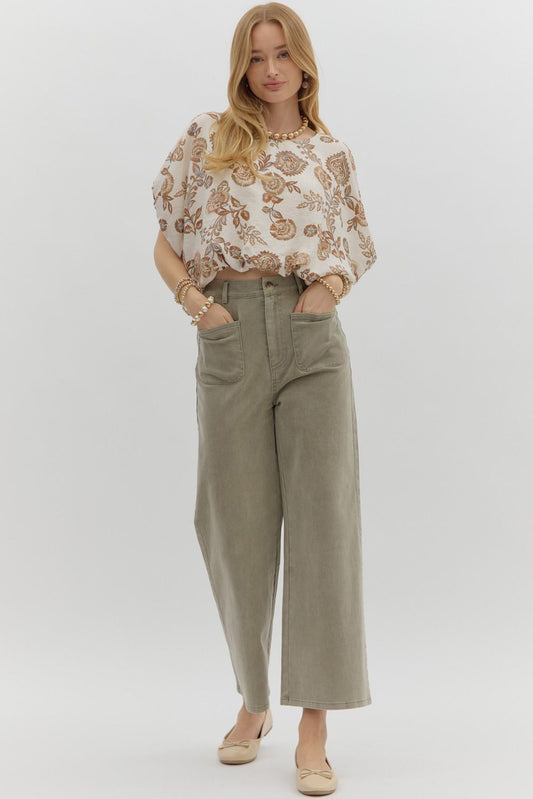 Olive High Waisted Wide Leg Pant image 0