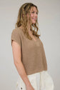 Tan Split Neck Short Sleeve Pullover image 3