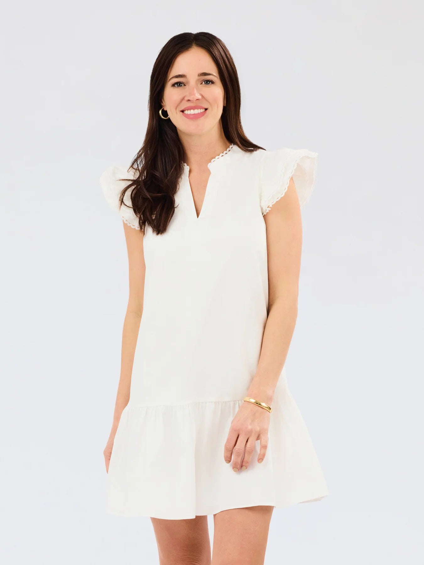 White Sierra Mini Dress with Eyelet Details