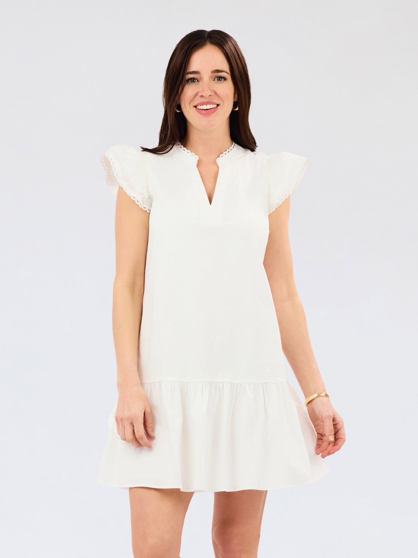 White Sierra Mini Dress with Eyelet Details