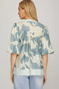 BUBBLE SLEEVE FLORAL WOVEN TOP image 3