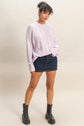 Lilac Gray Cable Knit Long Sleeve Sweater image 1