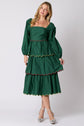 Hunter Green Hand Embroidery Tiered Scallop Maxi image 0