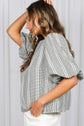 Bow V Back Plaid Blouse Top