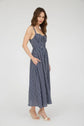 Navy Plaid Corset Sleeveless Midi Dress image 1