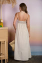 EMBROIDERED SMOCKED STRIPED TUNIC MAXI DRESS
