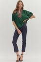 Green Dolman Top w/ plaid vneck image 0