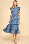 Denim Tiered Dress image 0