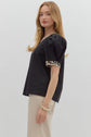 Black Top with Leopard Neckband image 5