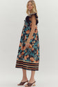 Black & Blue/Rust Floral Flutter Sleeve image 2