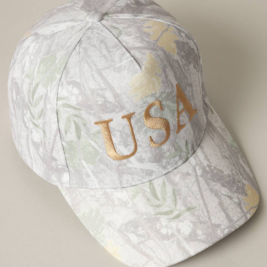 USA Letter Embroidery Camo Print Baseball Cap