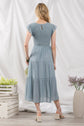 TIERED SMOCKED SHORT SLEEVE MIDI DRESS