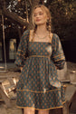 Hunter green floral baby doll dress image 0