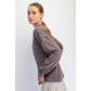 MOCHA OVERSIZED COTTON SLUB LONG SLEEVE TOP image 1