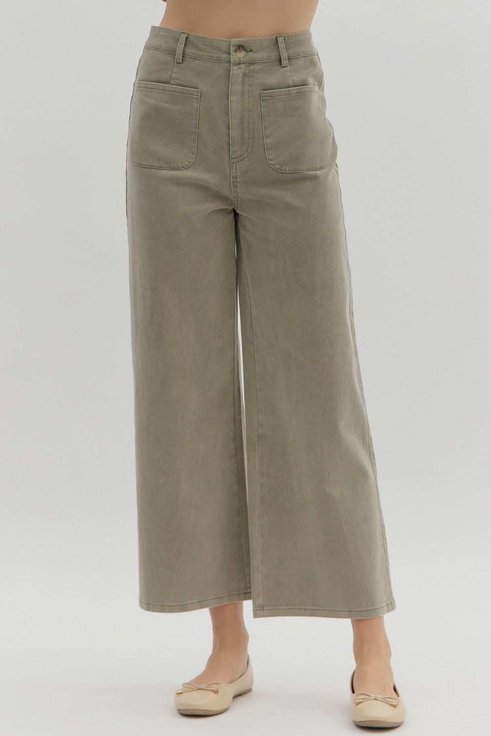 Olive High Waisted Wide Leg Pant image 1
