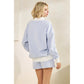 Blue Striped Mock Neck Sweatshirt and Short Set