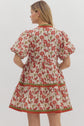 Rust & Olive Floral Print Tiered Mini Dress image 5