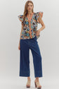 Cinnamon Floral Flutter Sleeve Top image 1