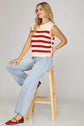 Sleeveless Striped Sweater with Side Gold Buttons image 1