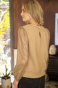 Faux Leather Long Sleeve Textured Top image 1
