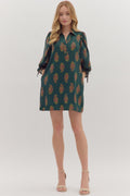 H Green Floral Puff Sleeve Mini Dress image 0