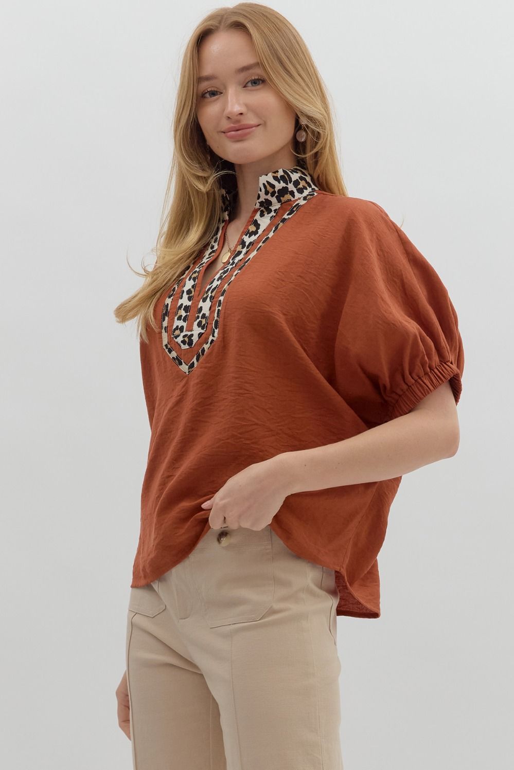 Rust Leopard Dolman Top image 5