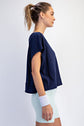 Oversized Cotton Slub Open Back Short Sleeve Top image 5