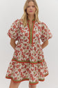 Rust & Olive Floral Print Tiered Mini Dress image 3