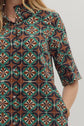 Brown/Teal Geometric Print SS Midi image 2