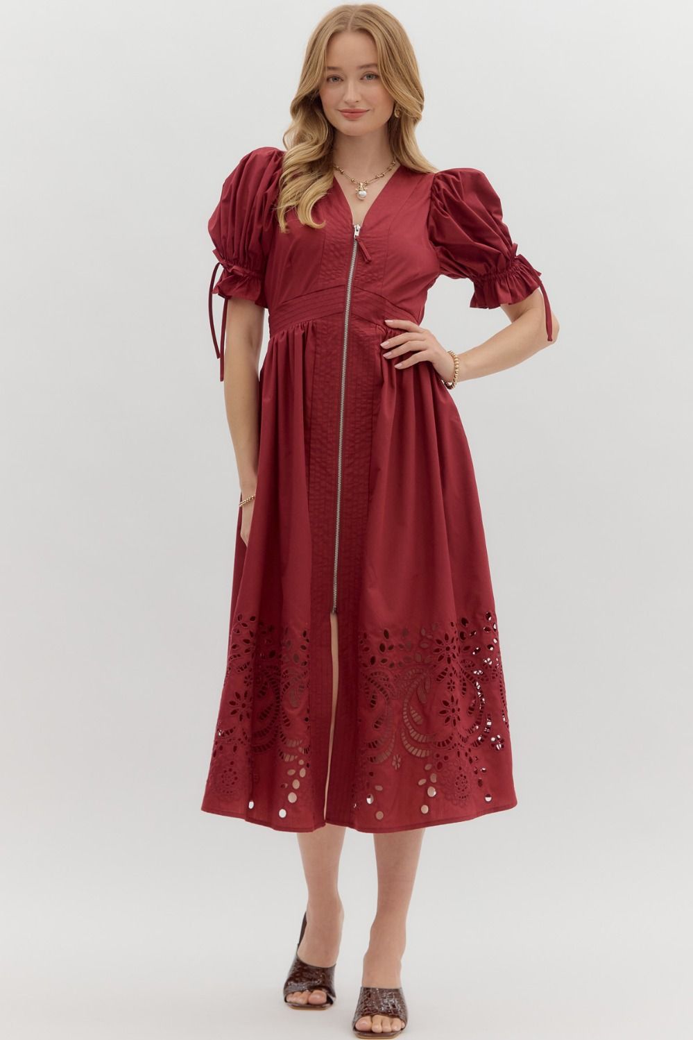 Garnet Midi With Embroidered Skirt Hem image 0